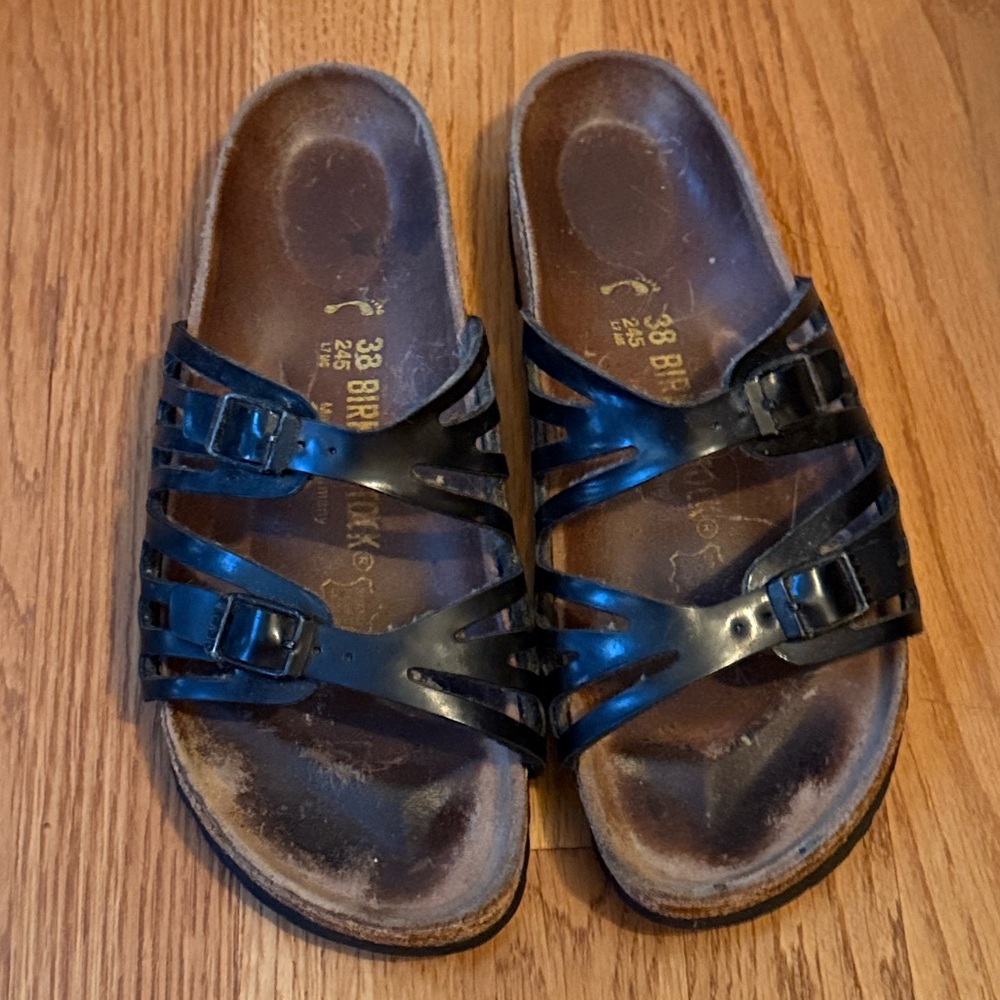 Birkenstock Granada Leather Sandals Black Unisex EU 38 Ladies 7 Men’s 5 Narrow - Picture 14 of 15